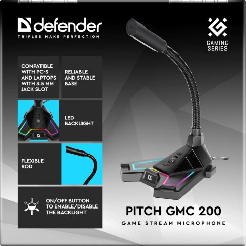 MIKROFON DEFENDER PITCH GMC 200 LED STREAMING