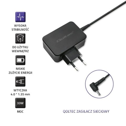 Qoltec Zasilacz do ultrabooka Asus 33W |19V | 1.75A | 4.0*1.35