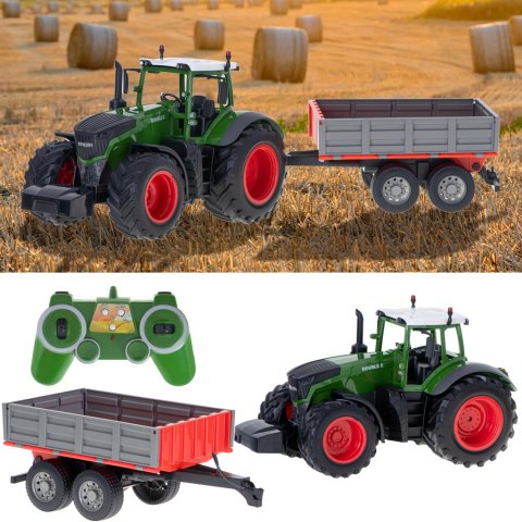 Traktor RC 2.4G 4CH z przyczepą 1:16 klakson