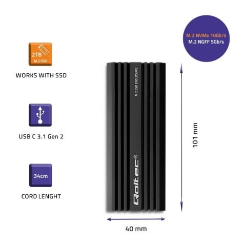 QOLTEC OBUDOWA NV2270 NA DYSK M.2 SSD | SATA | NVME | USB-C | 2TB QOLTEC OBUDOWA NV2270 NA DYSK M.2 SSD | SATA | NVME | USB-C | 2TB