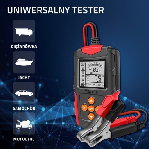 QOLTEC TESTER AKUMULATORA Z WYŚWIETLACZEM LCD |12V | 24V | 3AH-200AH QOLTEC TESTER AKUMULATORA Z WYŚWIETLACZEM LCD |12V | 24V | 3AH-200AH
