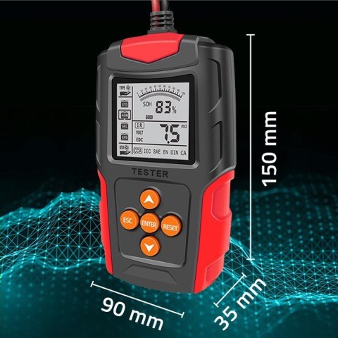 QOLTEC TESTER AKUMULATORA Z WYŚWIETLACZEM LCD |12V | 24V | 3AH-200AH QOLTEC TESTER AKUMULATORA Z WYŚWIETLACZEM LCD |12V | 24V | 3AH-200AH