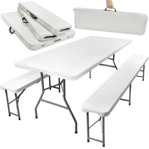 Stół ogrodowy składany 180cm + 2 ławki Stół ogrodowy składany 180cm + 2 ławki