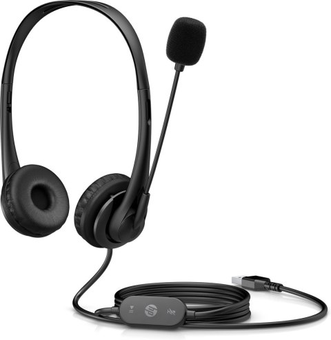Słuchawki z mikrofonem HP Stereo USB Headset G2 przewodowe czarne 428H5AA Słuchawki z mikrofonem HP Stereo USB Headset G2 przewodowe czarne 428H5AA