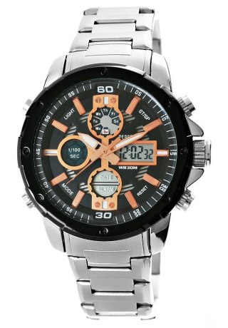 Zegarek Męski Perfect A8026B-1 Dual Time Iluminacja i Fluorescencja