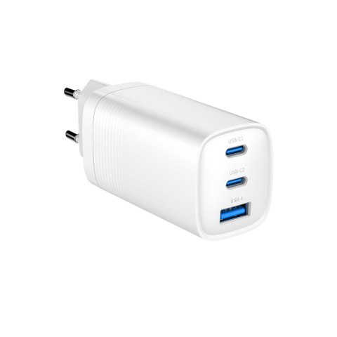GEMBIRD SZYBKA ŁADOWARKA USB POWER DELIVERY USB TYPU C, 3X USB, 65 W, GAN BIAŁA GEMBIRD SZYBKA ŁADOWARKA USB POWER DELIVERY USB TYPU C, 3X USB, 65 W, GAN BIAŁA