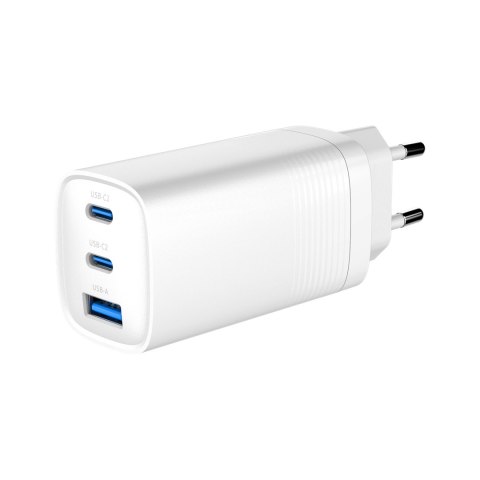 GEMBIRD SZYBKA ŁADOWARKA USB POWER DELIVERY USB TYPU C, 3X USB, 65 W, GAN BIAŁA GEMBIRD SZYBKA ŁADOWARKA USB POWER DELIVERY USB TYPU C, 3X USB, 65 W, GAN BIAŁA