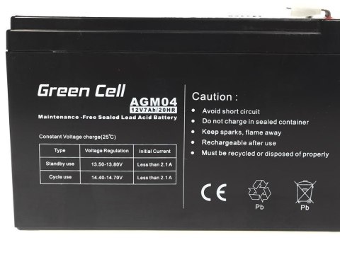 GREEN CELL AKUMULATOR ŻELOWY AGM04 12V 7AH GREEN CELL AKUMULATOR ŻELOWY AGM04 12V 7AH