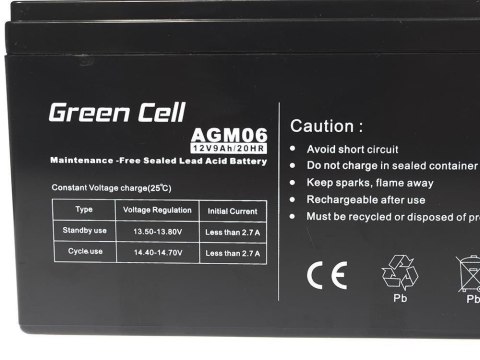 GREEN CELL AKUMULATOR ŻELOWY AGM06 12V 9AH GREEN CELL AKUMULATOR ŻELOWY AGM06 12V 9AH
