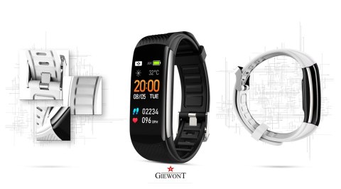 Smartband Giewont Czarny GW200-2 + Pasek Biały