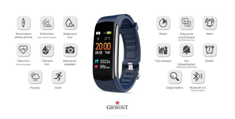 Smartband Giewont Czarny GW200-6 + Pasek Granatowy