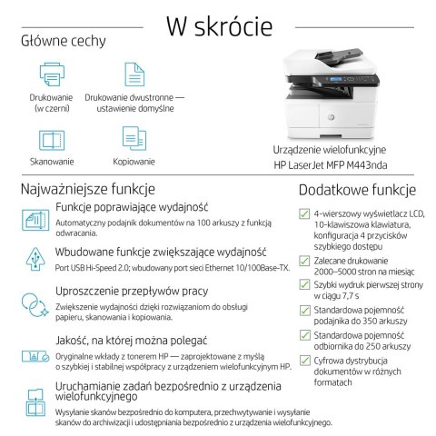 Urządzenie wielofunkcyjne HP LaserJet M443nda Urządzenie wielofunkcyjne HP LaserJet M443nda