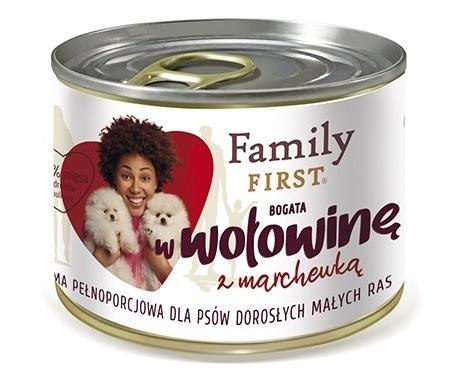 FAMILY FIRST Adult Małe rasy Wołowina z marchewką - mokra karma dla psa - 200 g FAMILY FIRST Adult Małe rasy Wołowina z marchewką - mokra karma dla psa - 200 g