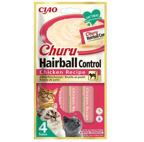 INABA CAT CHURU HAIRBALL CHICKEN 4x14g (56g) INABA CAT CHURU HAIRBALL CHICKEN 4x14g (56g)