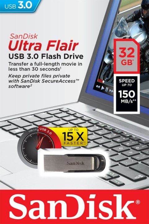 Pendrive SANDISK Ultra Flair (32 GB /USB 3.0 /Srebrny ) Pendrive SANDISK Ultra Flair (32 GB /USB 3.0 /Srebrny )