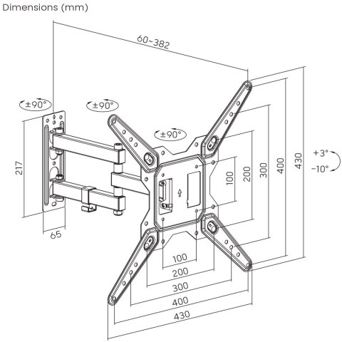 MACLEAN UCHWYT DO TV LUB MONITORA, UNIWERSALNY, MAX VESA 400X400, 23-55", 30KG, CZARNY MC-701N MACLEAN UCHWYT DO TV LUB MONITORA, UNIWERSALNY, MAX VESA 400X400, 23-55", 30KG, CZARNY MC-701N