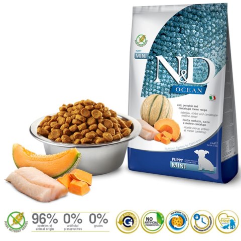 FARMINA N&D OCEAN DOG COD, PUMPKIN & CANTALOUPE MELON PUPPY MINI 2,5g FARMINA N&D OCEAN DOG COD, PUMPKIN & CANTALOUPE MELON PUPPY MINI 2,5g