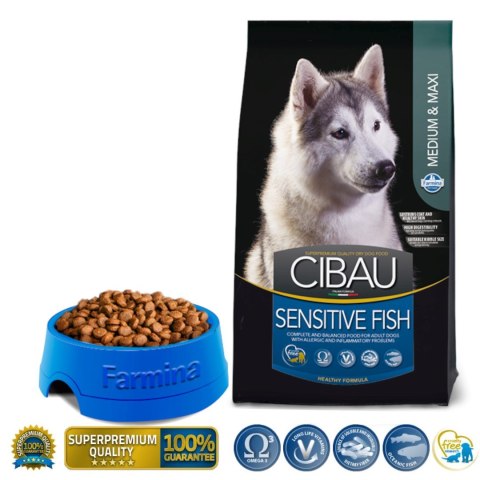FARMINA CIBAU Sensitive Fish Medium/Maxi - sucha karma dla psa - 12kg + 2kg GRATIS FARMINA CIBAU Sensitive Fish Medium/Maxi - sucha karma dla psa - 12kg + 2kg GRATIS
