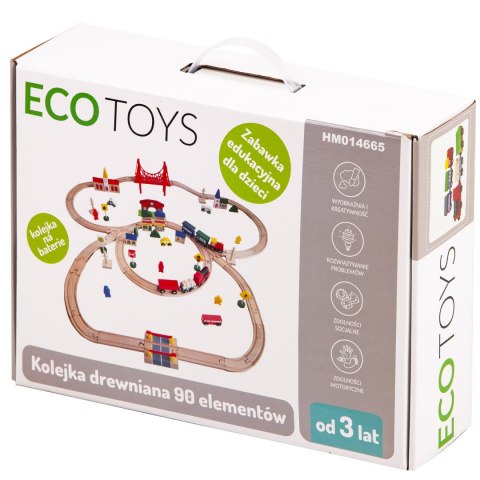 Drewniana kolejka na baterie 90el Ecotoys