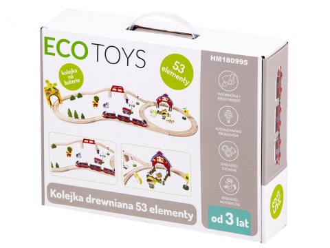 Drewniana kolejka tor pociąg na baterie Ecotoys