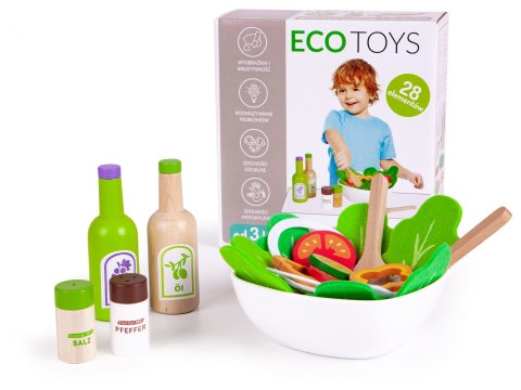 Drewniane warzywa sałatka zestaw z miską Ecotoys