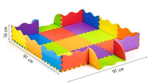 Mata piankowa EVA dla dzieci z płotkiem 91x91 cm 25 el.