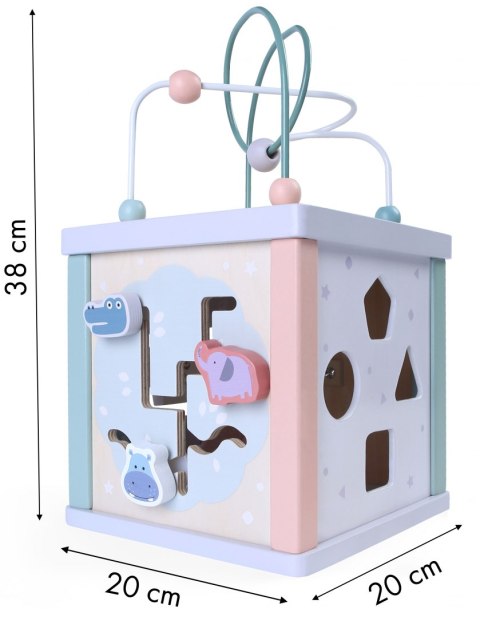 Drewniana kostka edukacyjna, sorter, mula, zegar