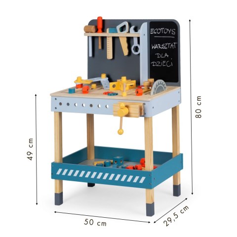 Drewniany warsztat z narzędziami - 47 el. Ecotoys