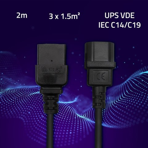 Qoltec Kabel zasilający do UPS | C14/C19 | 2m Qoltec Kabel zasilający do UPS | C14/C19 | 2m