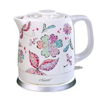 Czajnik elektryczny ceramiczny Maestro MR-068-FLOWERS 1,5l, 1200W biało-czerwony