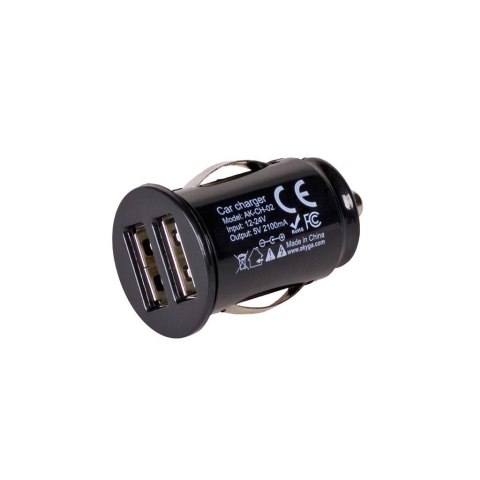 Ładowarka samochodowa Akyga AK-CH-02 12V 2xUSB 2100mA czarna