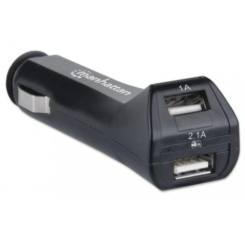 Ładowarka samochodowa Manhattan 2 porty 5V 2.1A 12/24V iPad, iPhone, czarna Ładowarka samochodowa Manhattan 2 porty 5V 2.1A 12/24V iPad, iPhone, czarna
