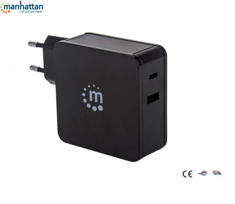 Zasilacz sieciowy Manhattan Power Delivery 230V USB-C, 45W USB-A 5V