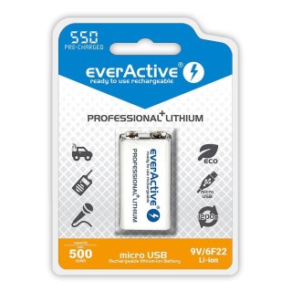 Akumulatorek 6F22/9V everActive Li-ion 550 mAh 1 sztuka