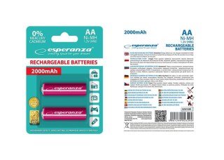 Akumulatorki AA Esperanza 2000mAh 2szt. czerwone