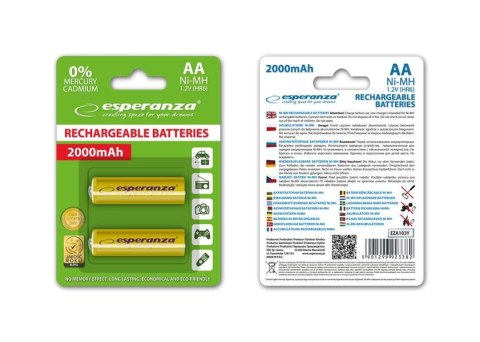 Akumulatorki AA Esperanza 2000mAh 2szt. żółte