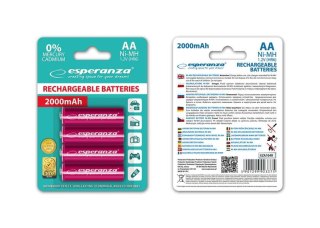 Akumulatorki AA Esperanza 2000mAh 4szt. czerwone