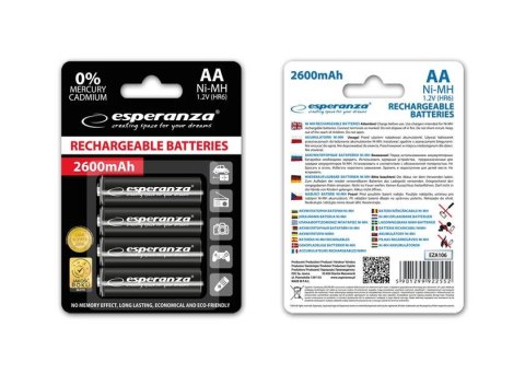 Akumulatorki AA Esperanza 2600mAh 4szt. czarne