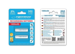 Akumulatorki AAA Esperanza 1000mAh 2szt. białe