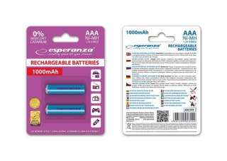 Akumulatorki AAA Esperanza 1000mAh 2szt. niebieskie