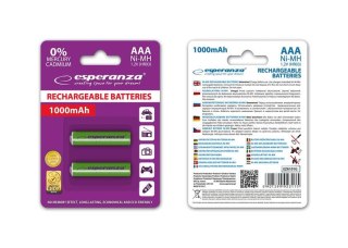 Akumulatorki AAA Esperanza 1000mAh 2szt. zielone