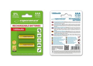 Akumulatorki AAA Esperanza 1000mAh 2szt. żółte