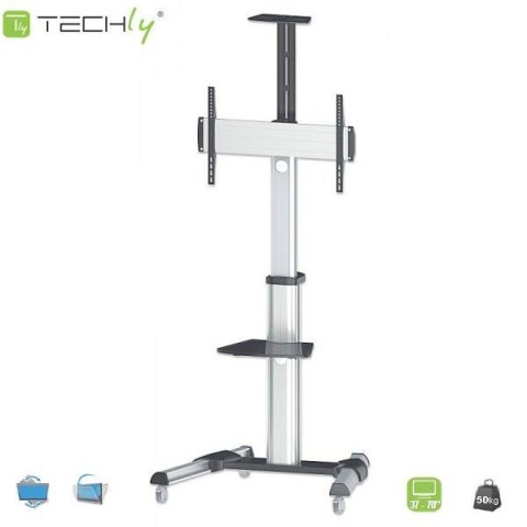 Stojak mobilny Techly 37"-70", 50kg regulowany, z półką