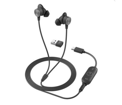 Słuchawki z mikrofonem Logitech Zone Wired Earbuds UC czarne