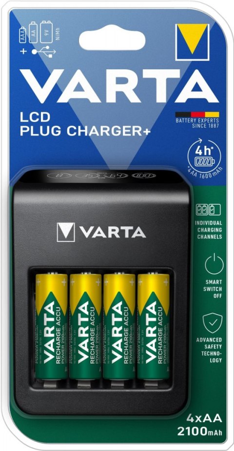 Ładowarka akumulatorków VARTA LCD PLUG CHARGER+ 4 x AA 2100 mAh 56706