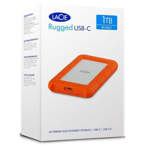Dysk zewnętrzny LaCie Rugged 1TB USB 3.1 2,5'' STFR1000800 Dysk zewnętrzny LaCie Rugged 1TB USB 3.1 2,5'' STFR1000800