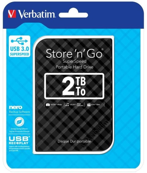 Dysk zewnętrzny Verbatim 2TB Store 'n' Go 2.5" czarny USB 3.1 Gen2