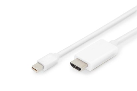 Kabel adapter DIGITUS DisplayPort 1.2 4K 60Hz UHD Typ miniDP/HDMI A M/M biały 2m