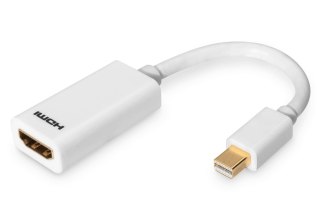 Kabel adapter DIGITUS mini Displayport 1080p 60Hz FHD Typ mini DP/ HDMI M/Ż biały 0,15m