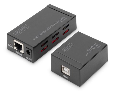 Przedłużacz/Extender HUB 4 port DIGITUS USB 2.0 po skrętce Kat. 5e/7, do 50m